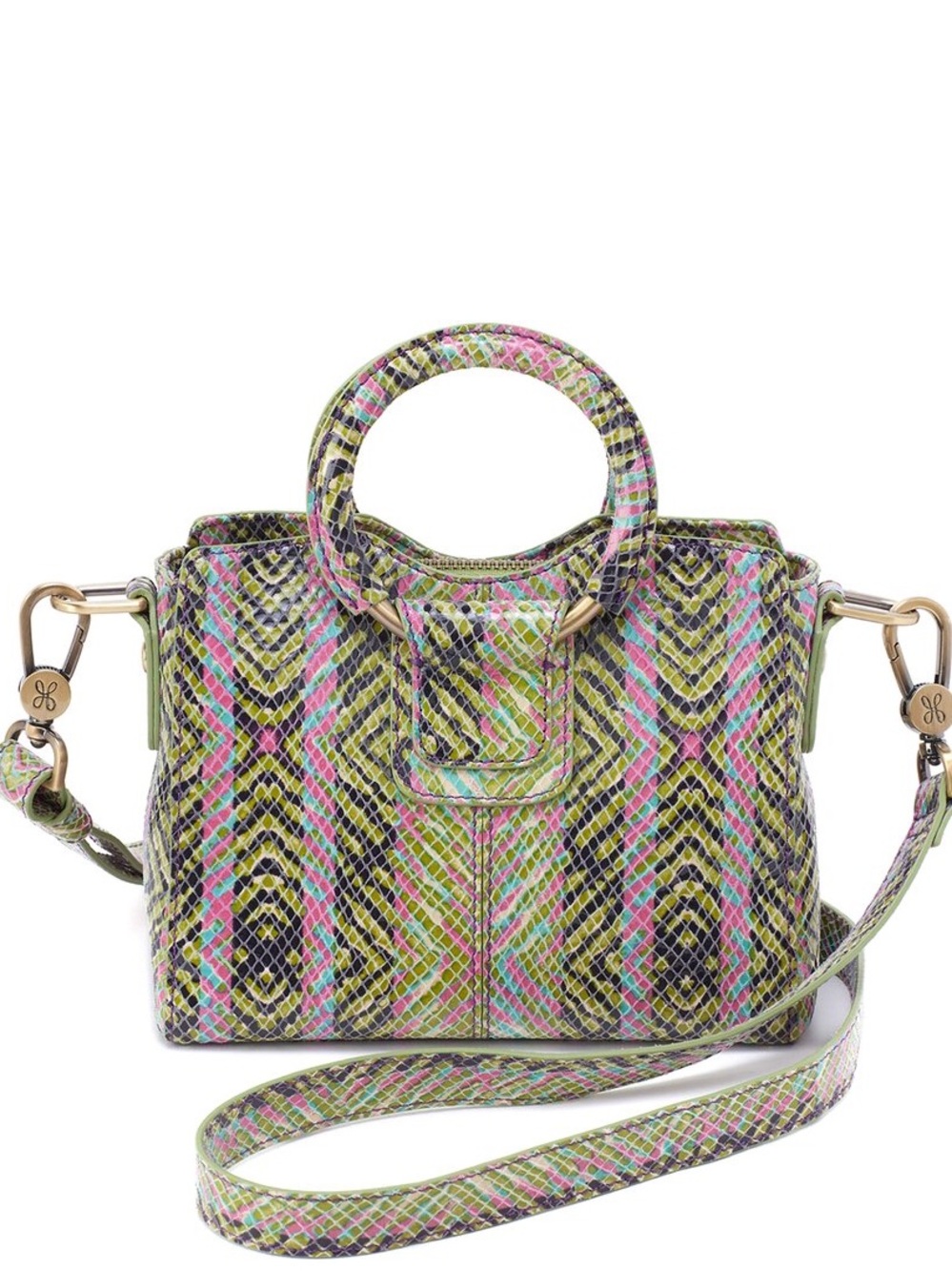 Hobo Heidi Mini Satchel in Printed Leather - Geo Diamond Print - Crossbody Purse